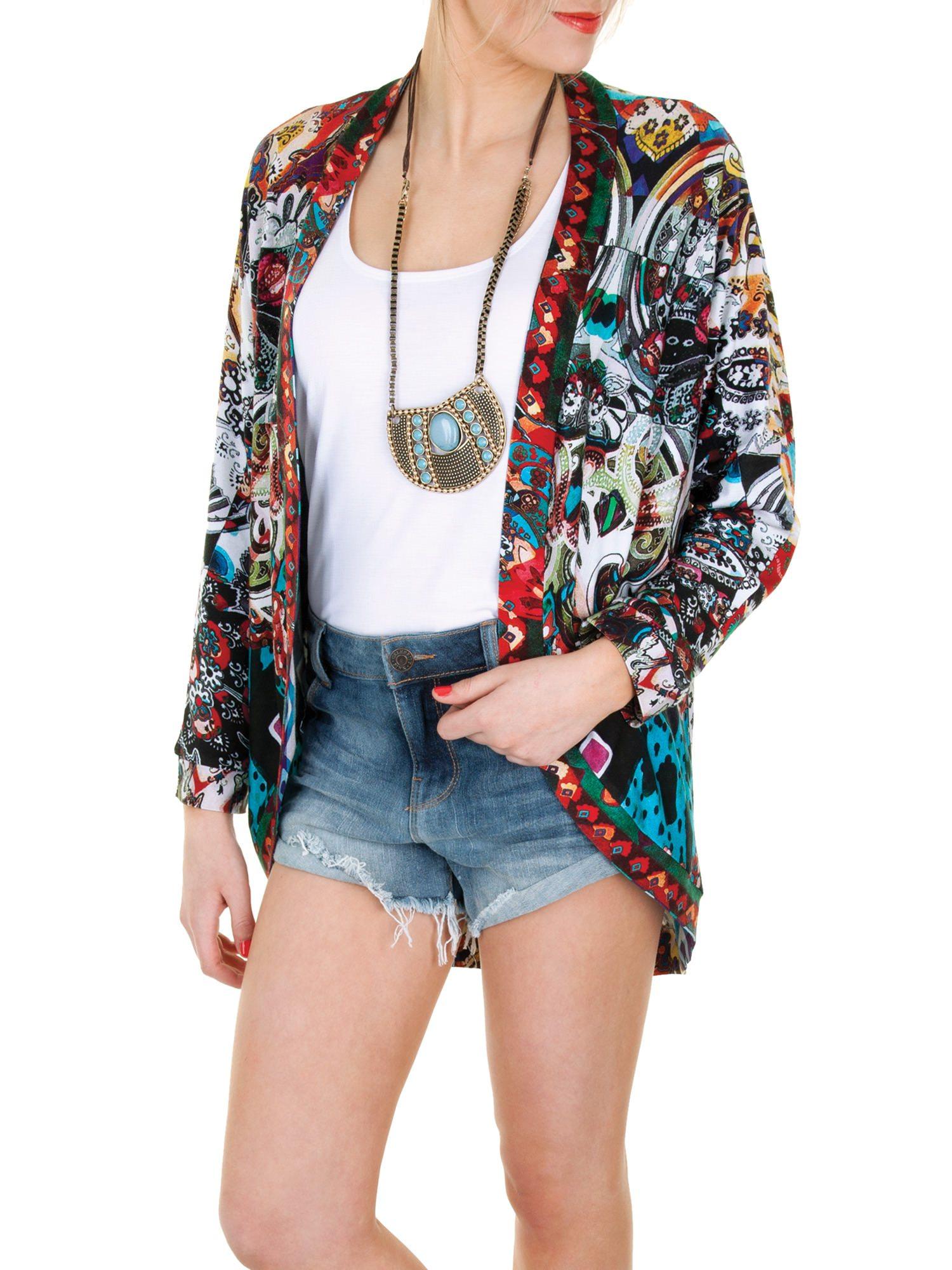 Jalie 3353 - Cocoon cardigan in a colorful printed knit