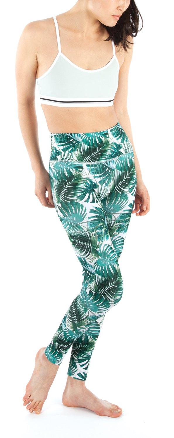 Clara leggings pattern made in a palm tree spandex