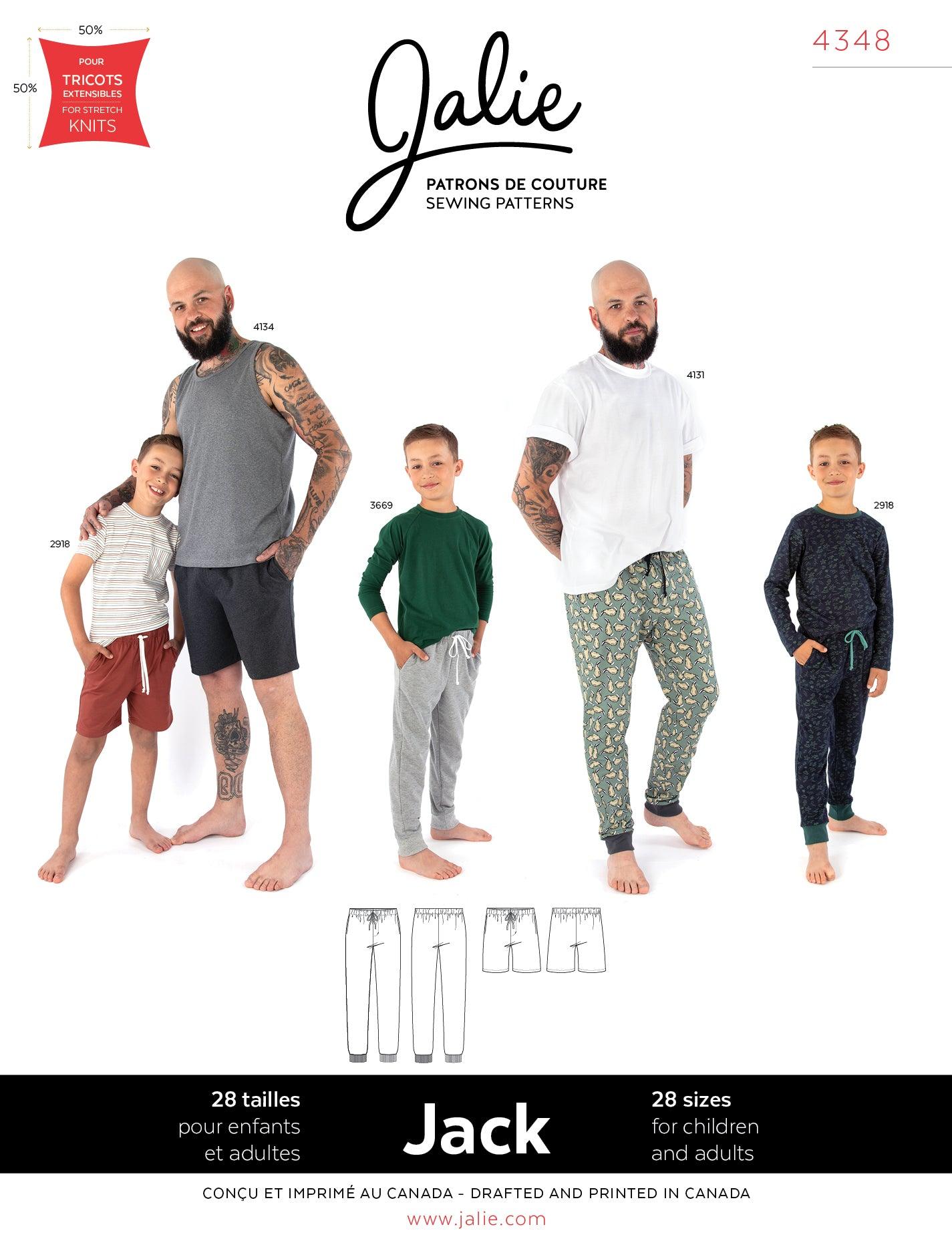 Sewing Pattern Jalie 4348 // JACK Pull-on jersey lounge pants and shorts
