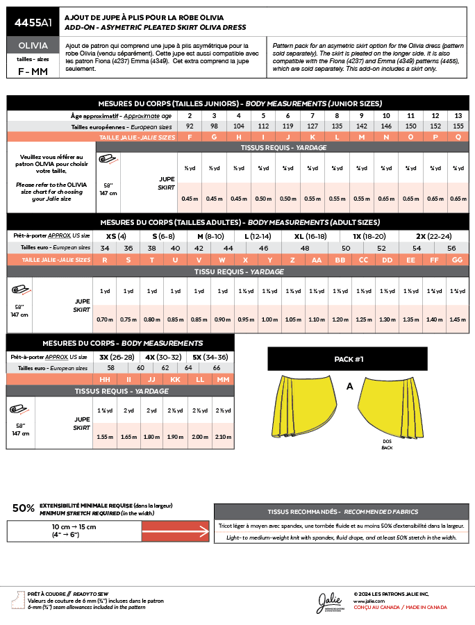 4455aS // Olivia skirt variations (add-ons) - Jalie