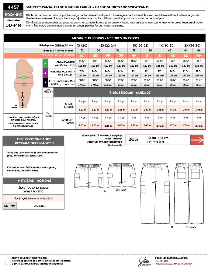 4457 // ROXANNE - Short et pantalon de jogging cargo