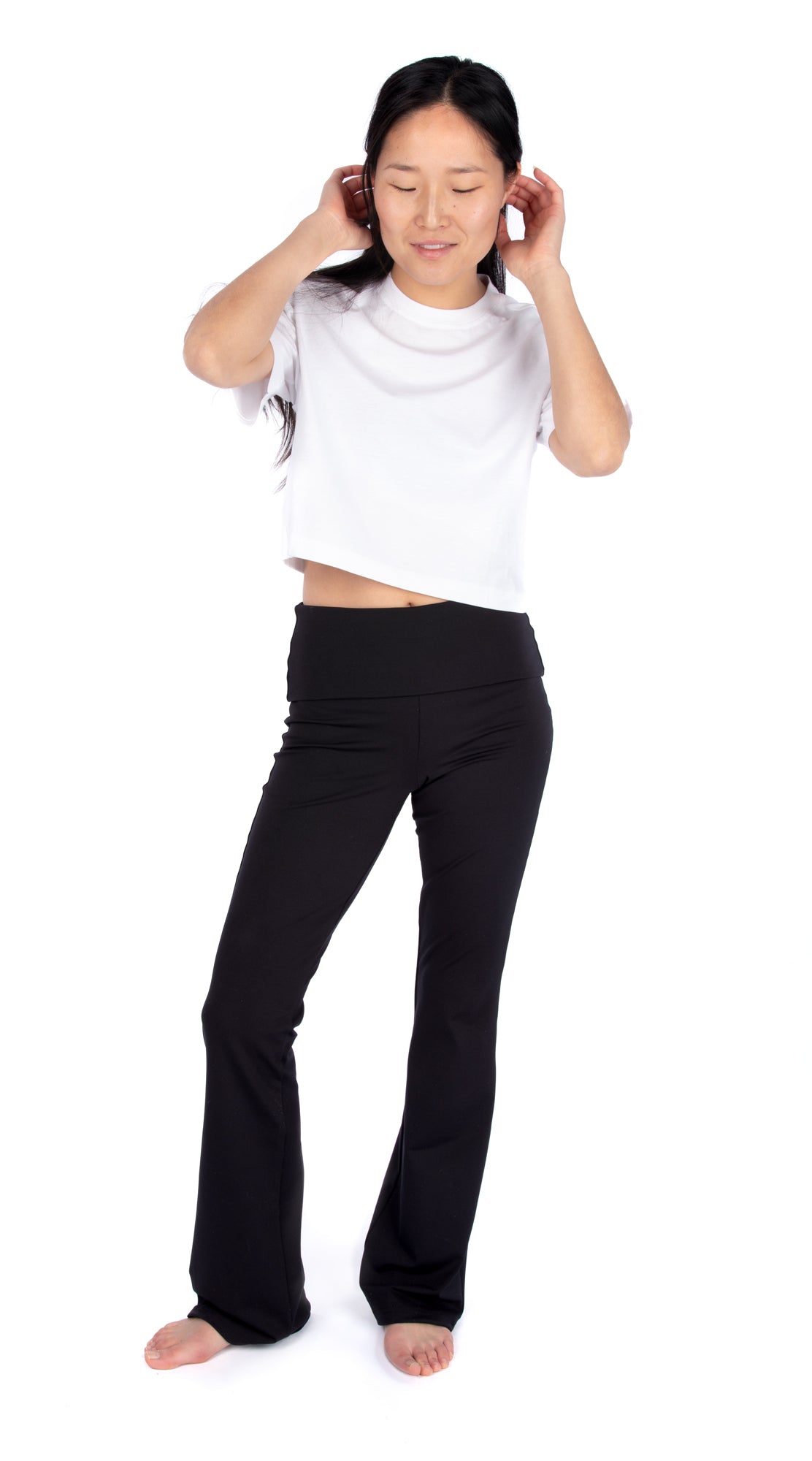 4673 // KIM Foldover waist shorts and flared pants