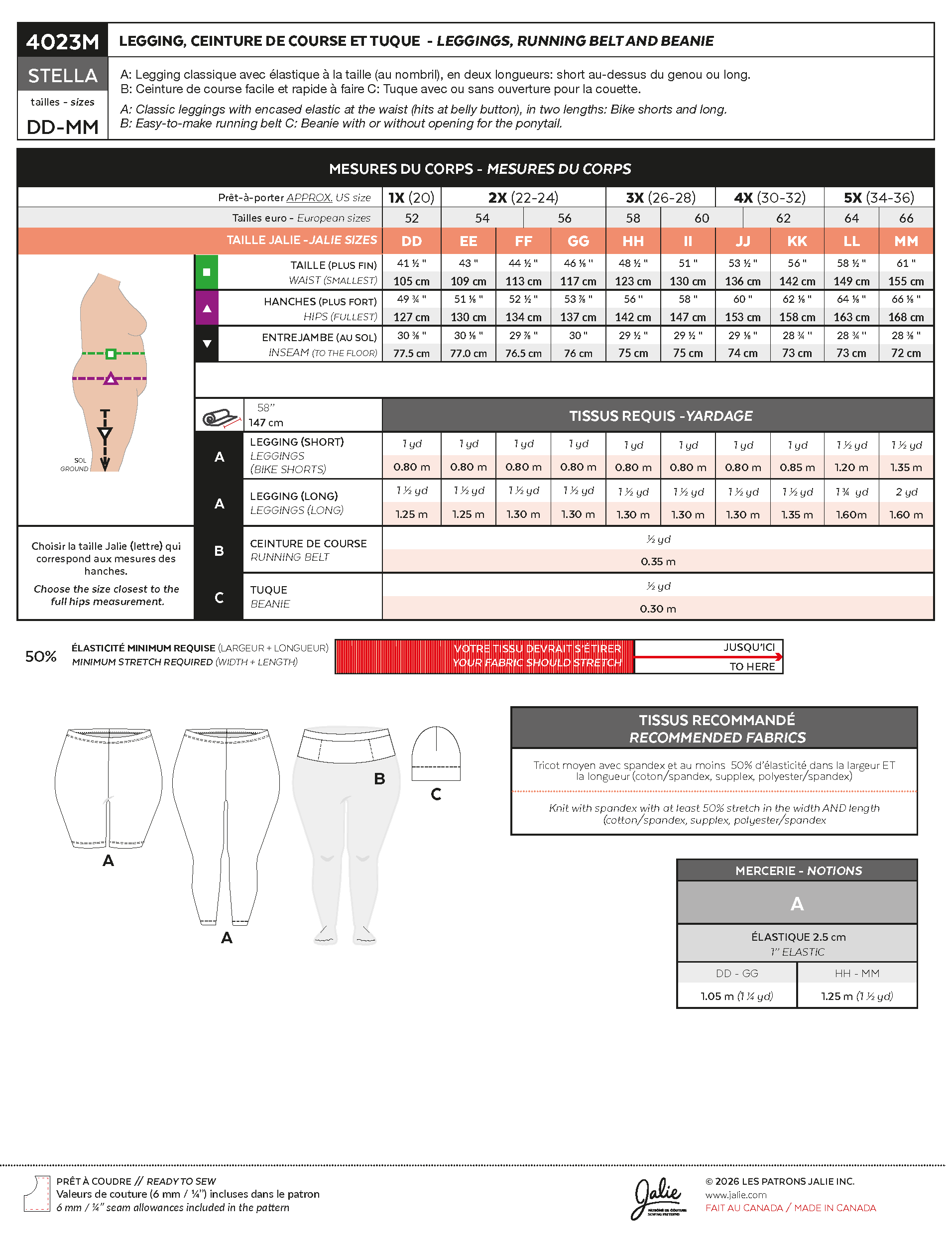 4023 // STELLA - Legging, ceinture de course et tuque