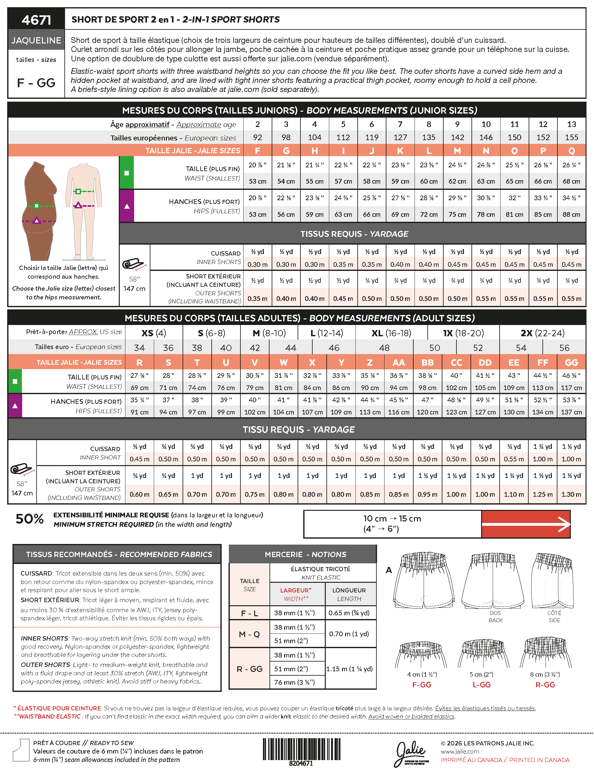 4671 // JACQUELINE - Short sport 2-en-1