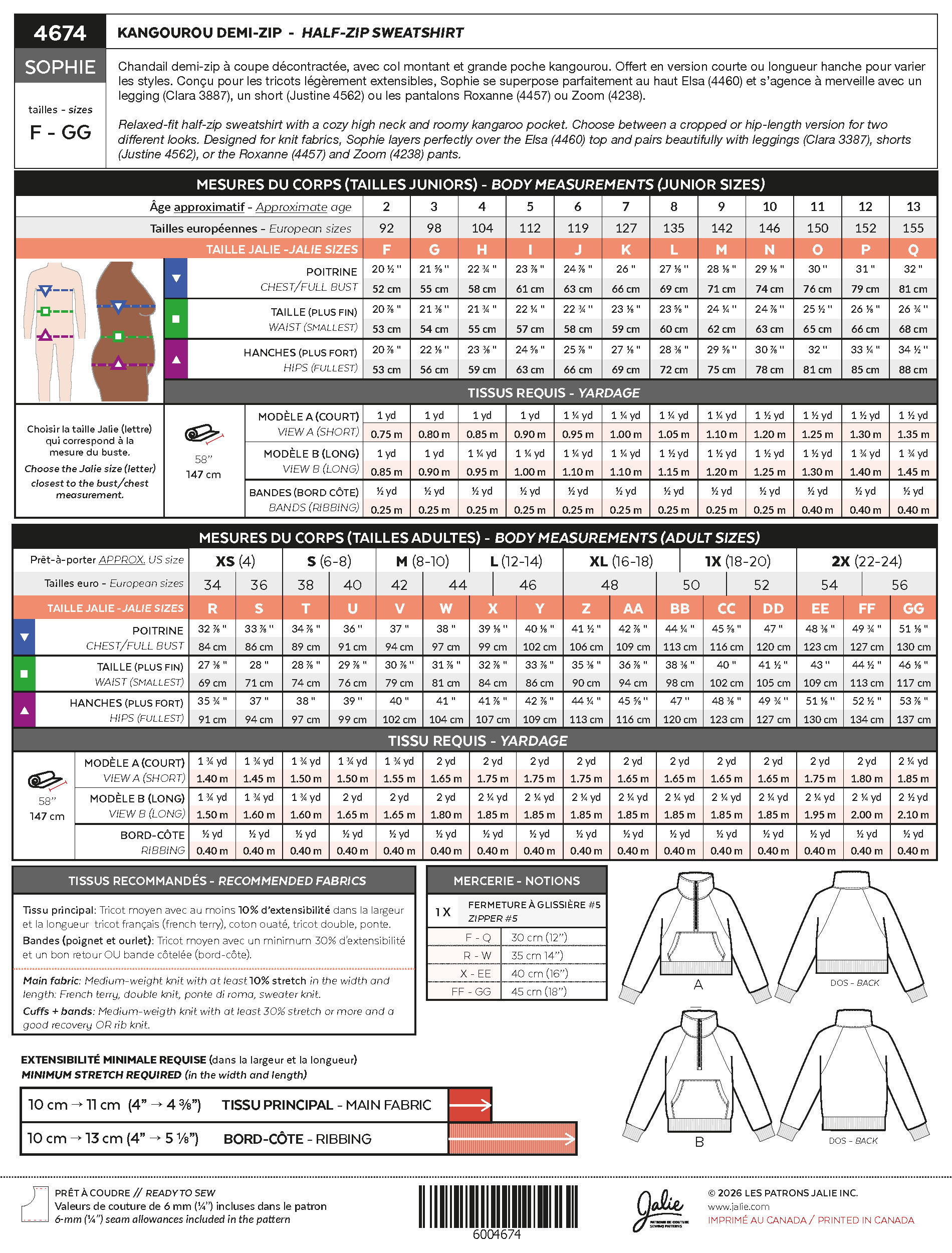 4674 // SOPHIE Half-zip sweatshirt