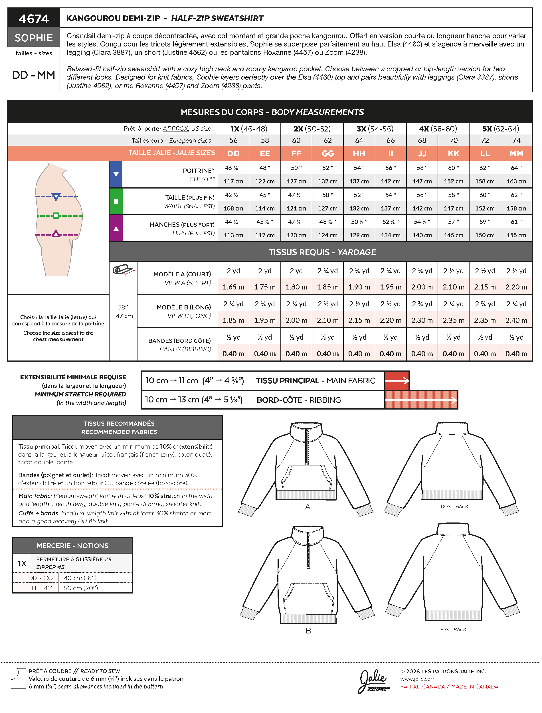 4674 // SOPHIE Half-zip sweatshirt