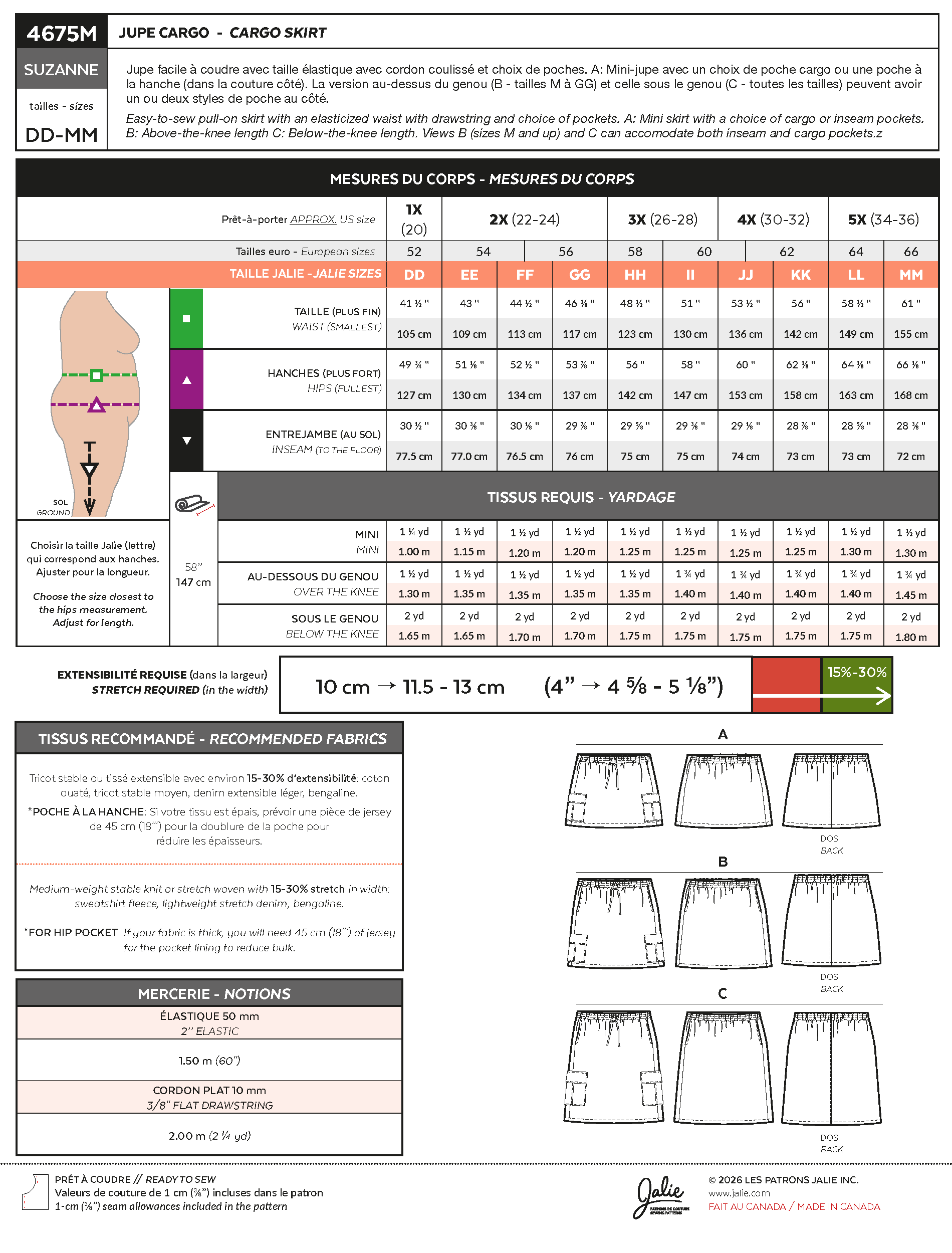 4675 // SUZANNE - Jupe cargo