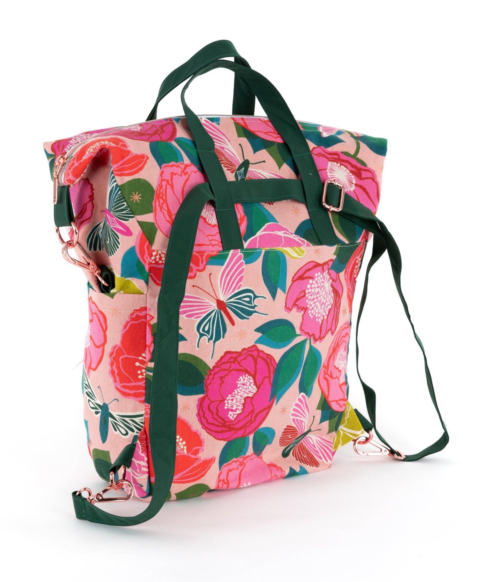 Convertible backpack made with Ruby Star Melody Miller canvas