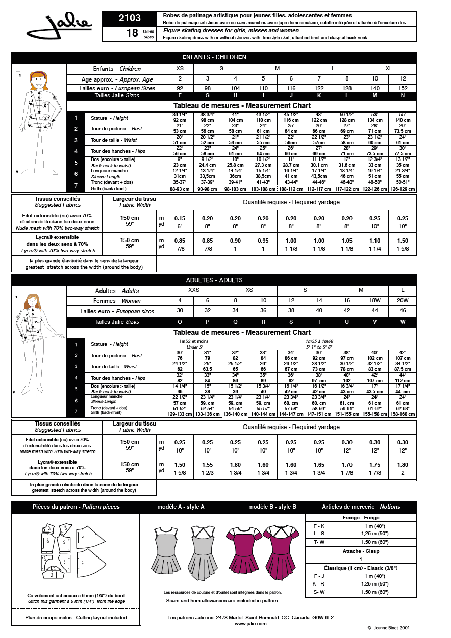 Sewing Pattern Jalie 2103 - Keyhole Back Skating Dress Sewing Pattern Jalie 2103 - Keyhole Back Skating Dress