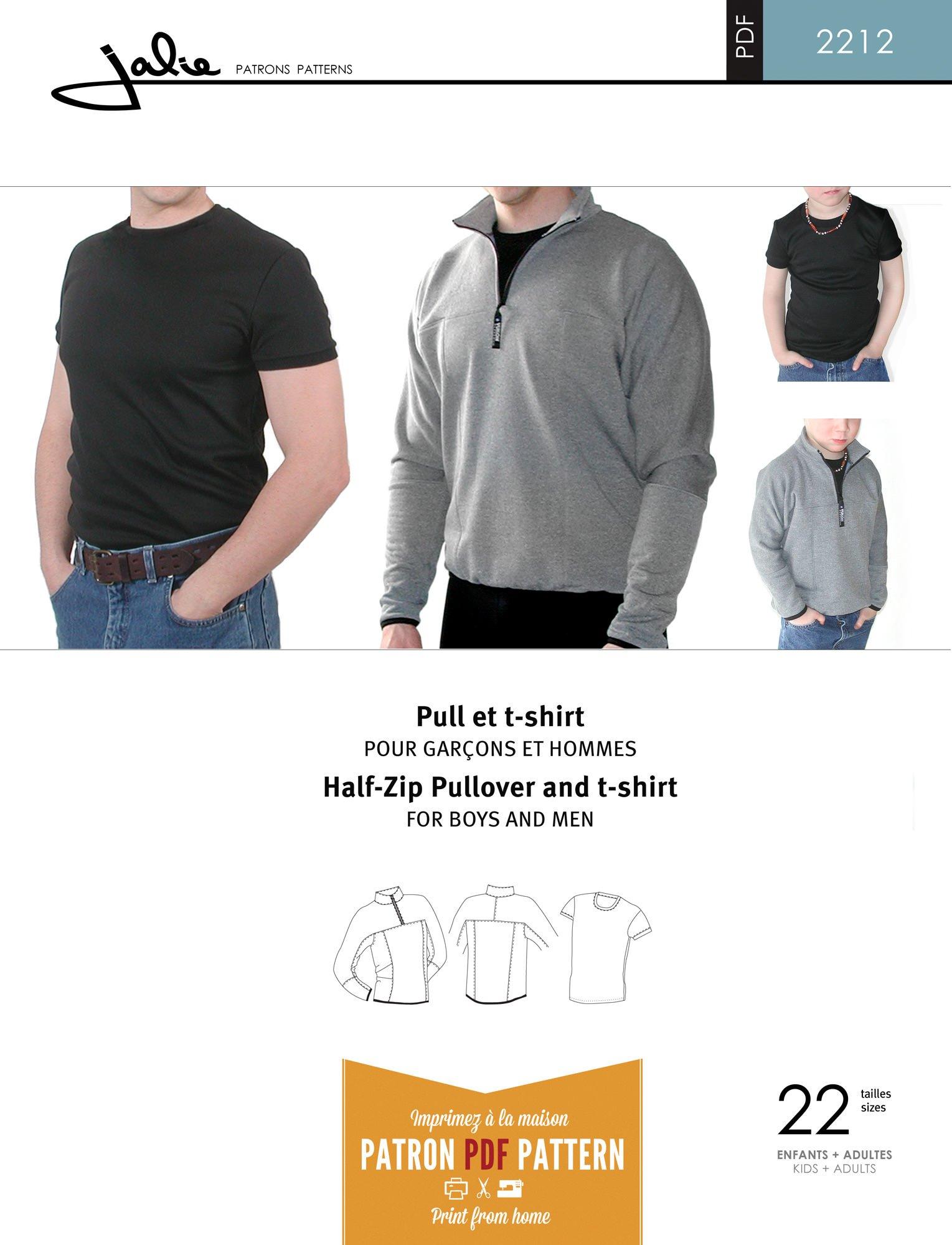 Jalie 2212 - Half-Zip Pullover and T-Shirt Pattern
