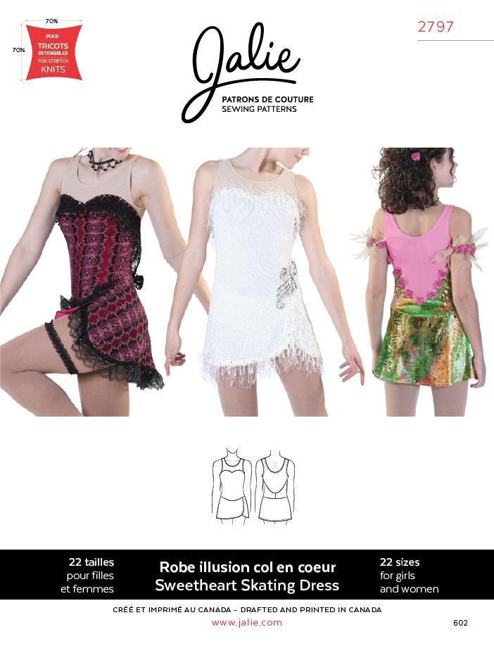 Sewing Pattern Jalie 2797 - Sweetheart Neck Skating Dress Sewing Pattern Jalie 2797 - Sweetheart Neck Skating Dress