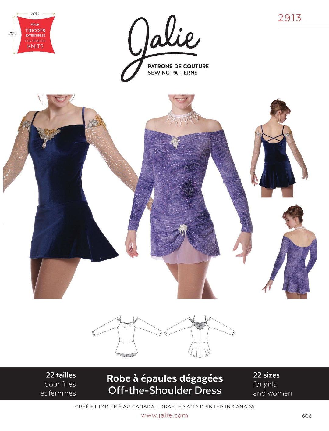Sewing Pattern Jalie 2913 - Off-the-Shoulders Skating Dress Sewing Pattern Jalie 2913 - Off-the-Shoulders Skating Dress