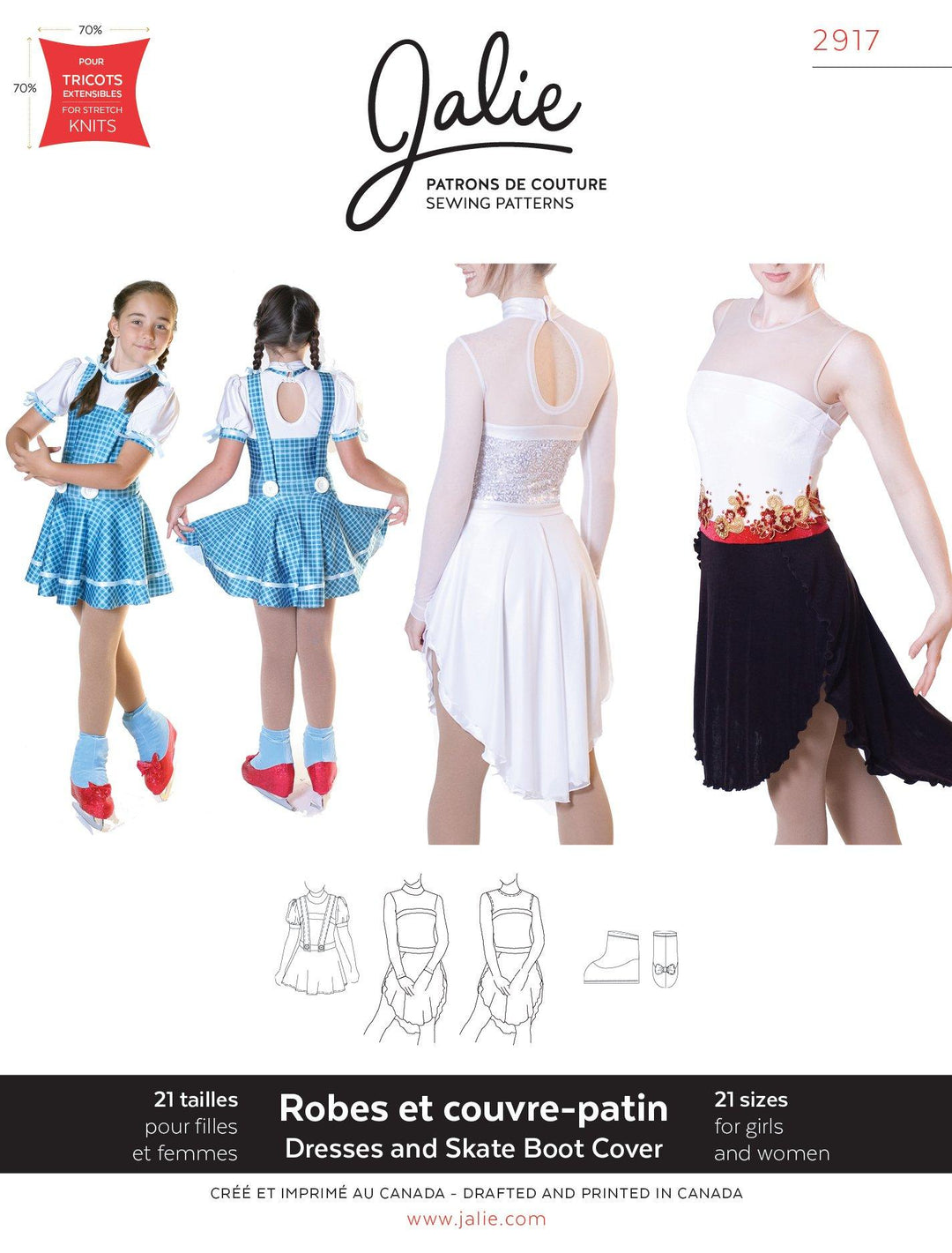 Sewing Pattern Jalie 2917 - Ice Dance and Freestyle Dresses with Skate Boot Cover Sewing Pattern Jalie 2917 - Ice Dance and Freestyle Dresses with Skate Boot Cover