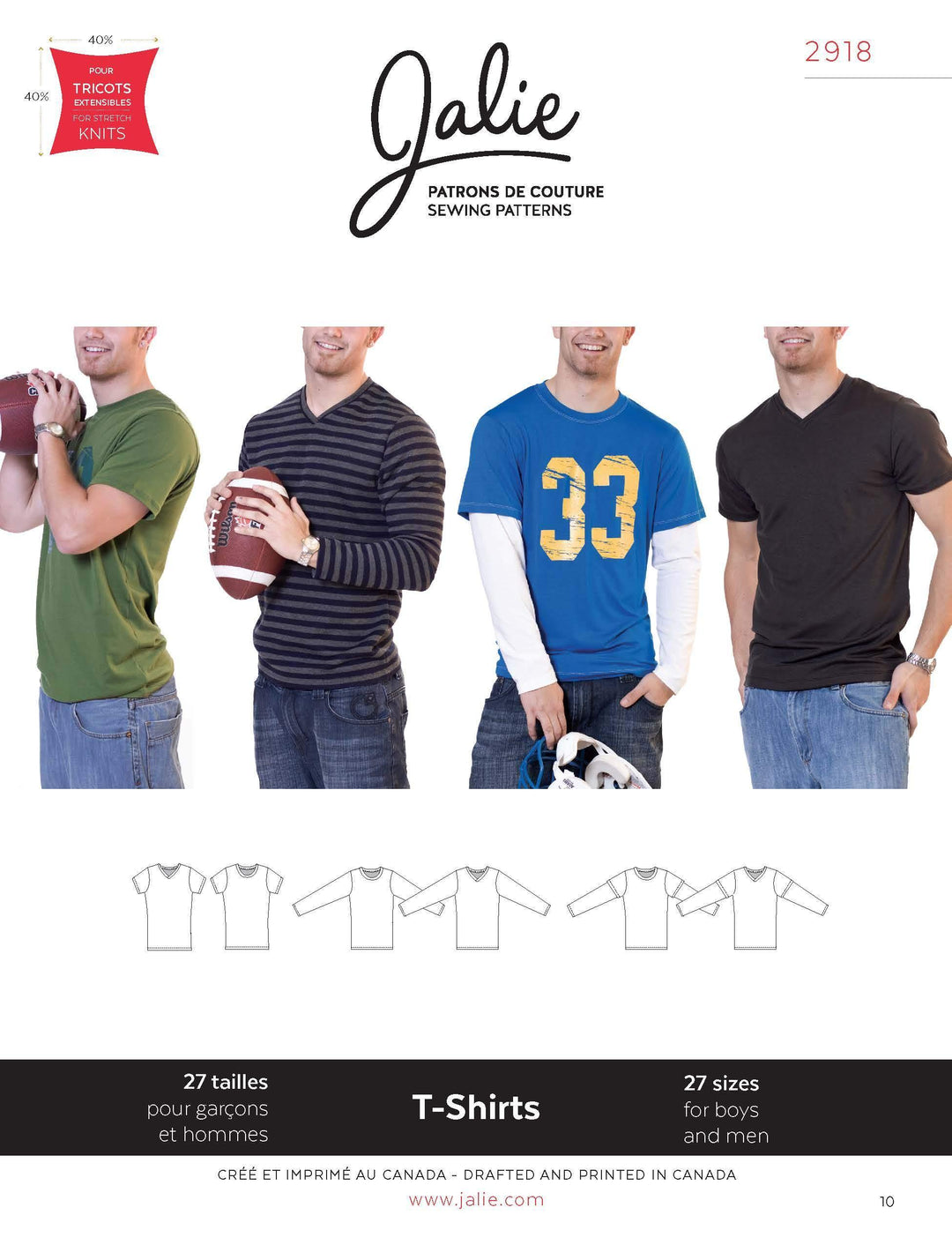 Sewing Pattern Jalie 2918 - Men's T-Shirts sewing-pattern-jalie-2918-men-s-t-shirts
