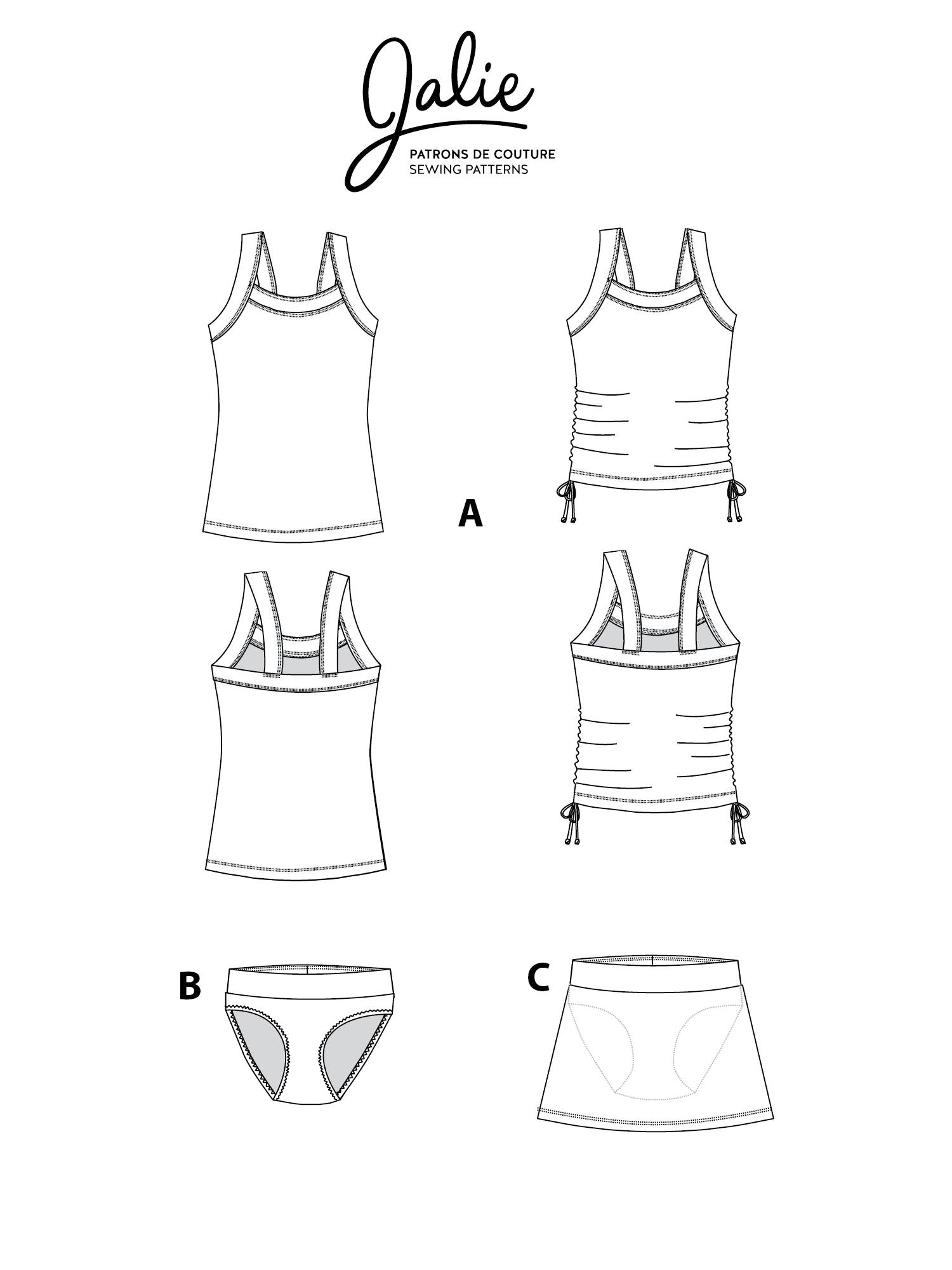 Tankini Pattern Sewing Pattern Jalie 3023 - Tankini / Skirtini (with swim skirt)