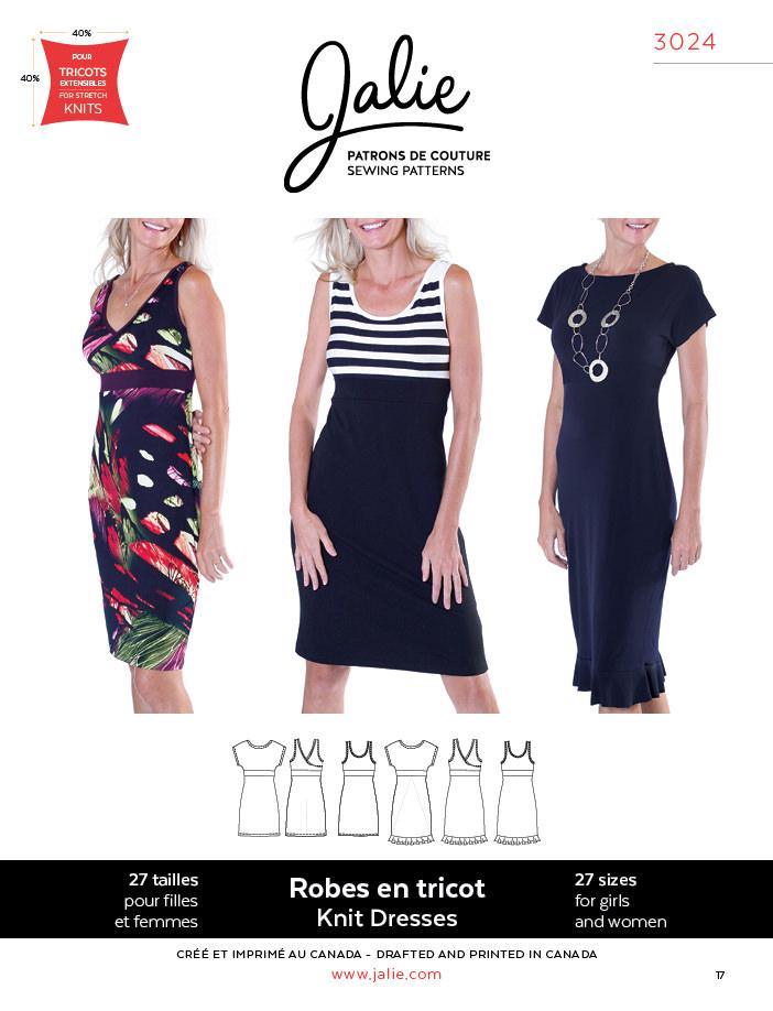 Sewing Pattern Jalie 3024 - Knit Dresses Sewing Pattern Jalie 3024 - Knit Dresses