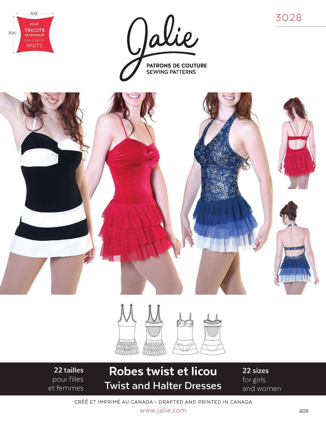 Sewing Pattern Jalie 3028 - Twist and Halter Skating Dress