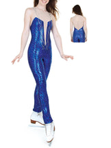 Long Sleeveless Unitard with Appliqué and Nude Mesh Upper Bodice