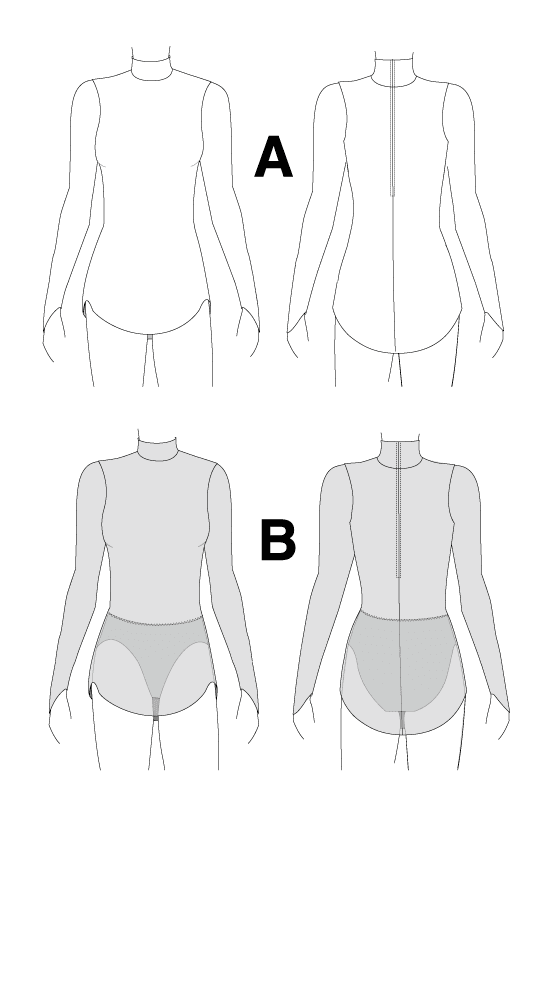 Jalie 3356 - Rhythmic Gymnastics Dress - Line Drawings