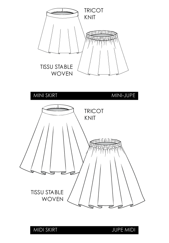 3457 - Circle Skirt PDF Pattern - Line Drawings