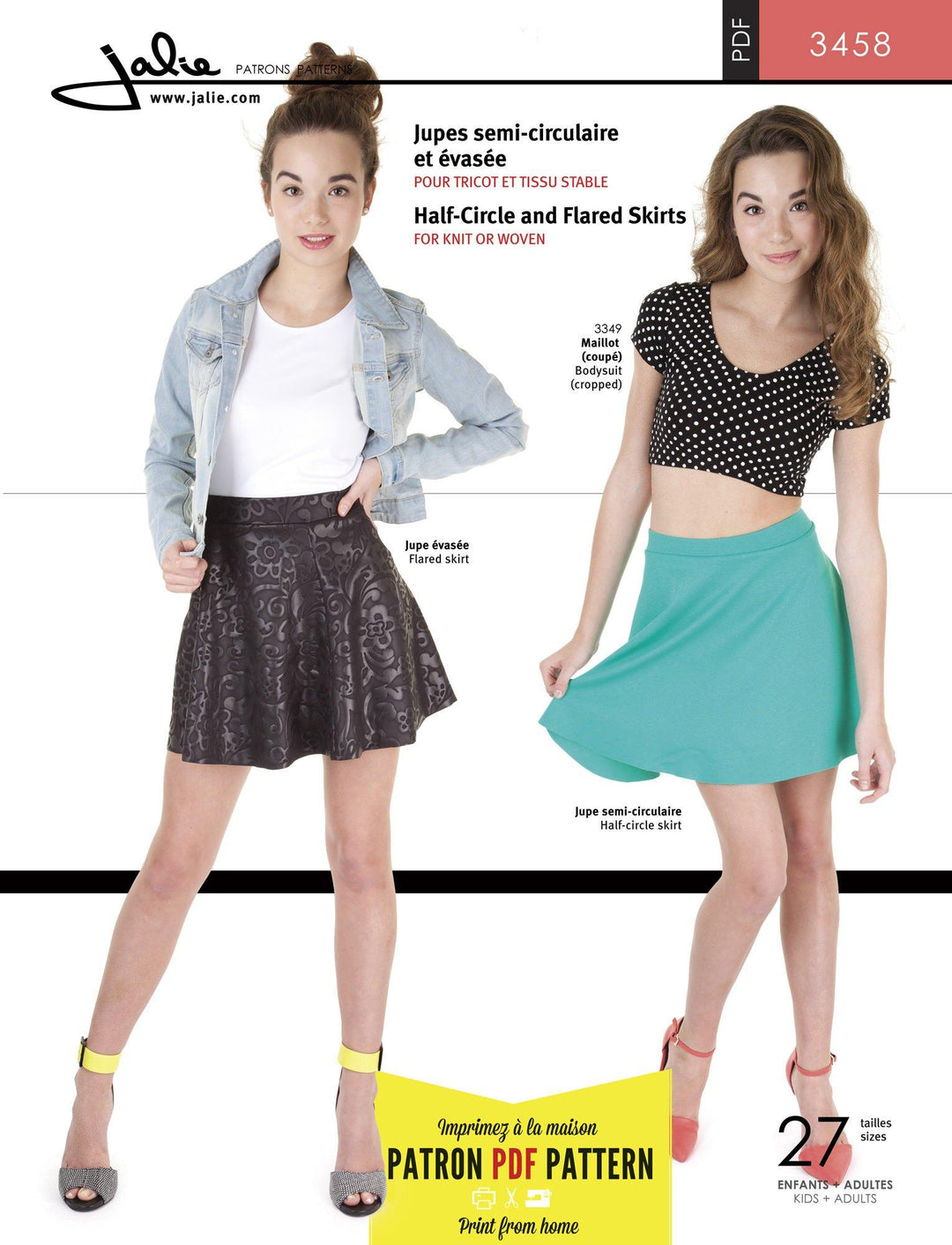 Jalie 3458 Circle skirts PDF Pattern