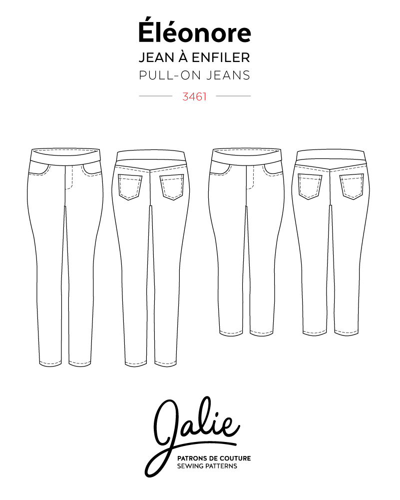 Jalie 3461 - Éléonore Pull-On Jeans - Line Drawings