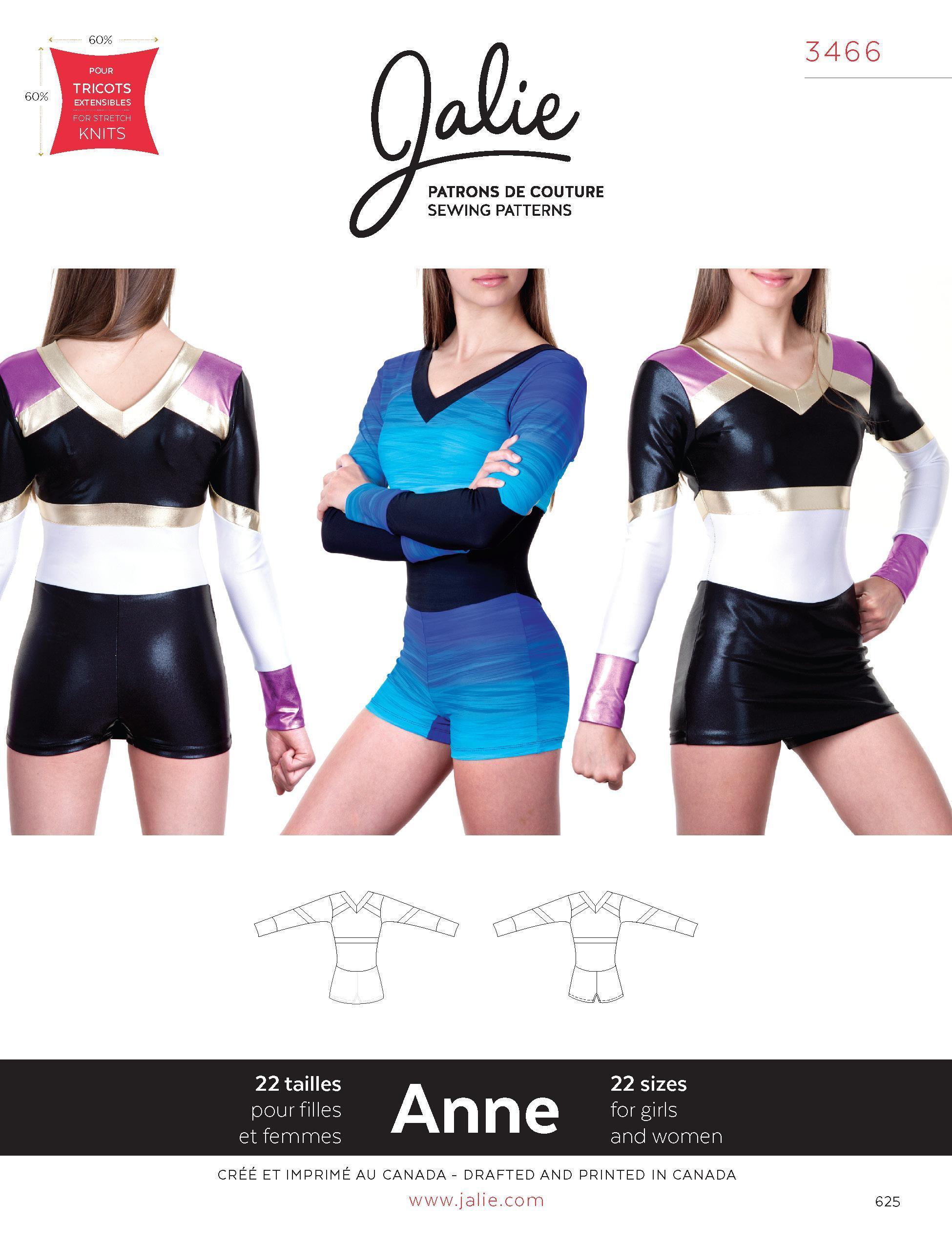 Sewing Pattern Jalie 3466 - Anne One-Piece Cheerleading Uniform Pattern