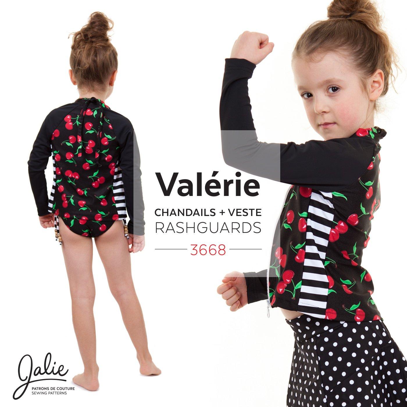 Jalie 3668 - VALÉRIE - View C (zip front) with long sleeves - over 3671 bikini and 3670 skort