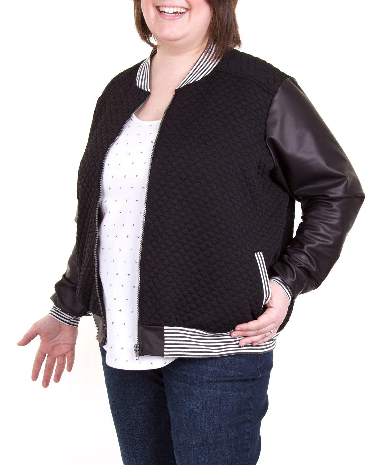 Jalie 3675 - CHARLIE - Bomber Jacket - Size FF with stretch pleather sleeves
