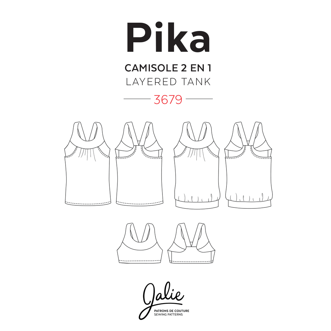 Sewing Pattern Jalie 3679 - PIKA Sport Bra and Layered Blouson Tank