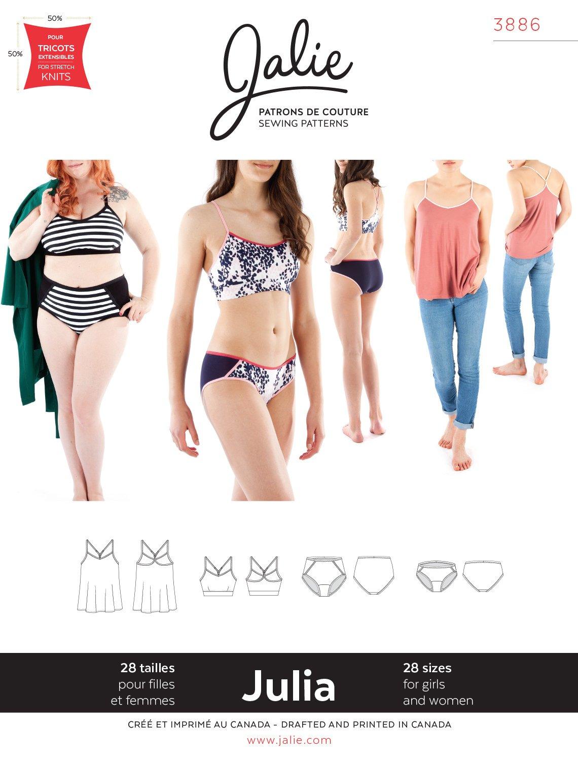 Sewing Pattern Jalie 3886 - JULIA Camisole, bralette and panties