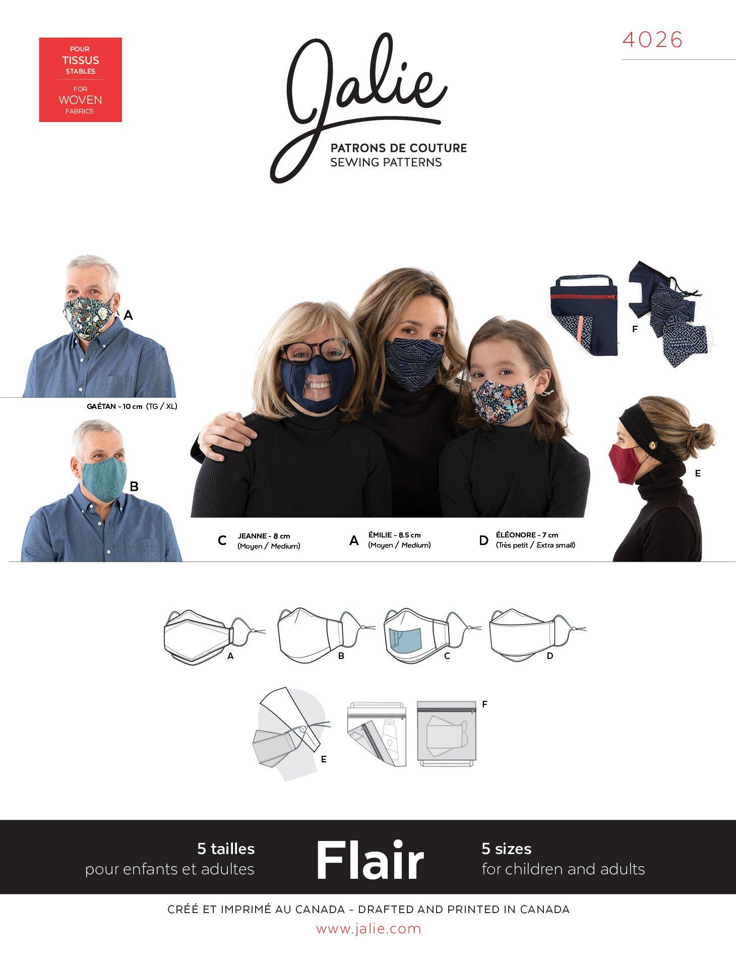 Jalie 4026 - FLAIR Face masks and accessories