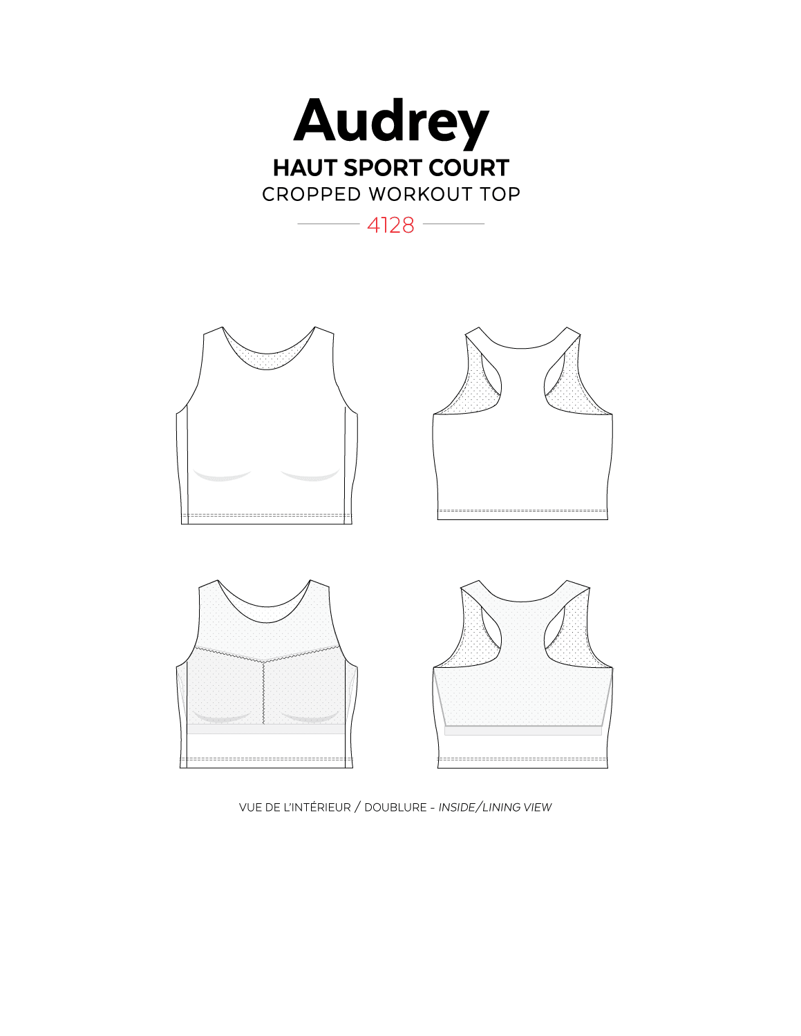 4128 // AUDREY Cropped workout top - Jalie