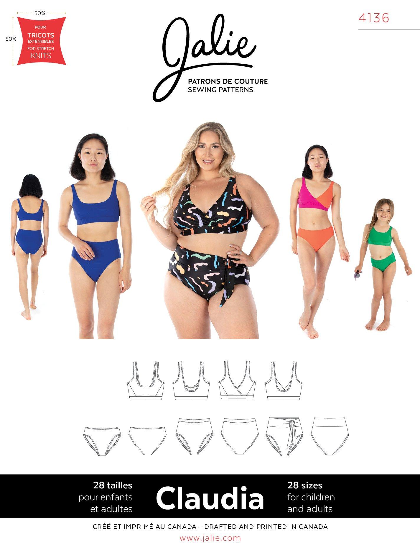 Cover photo of a PDF and printed sewing pattern to make bikinis for children and adults