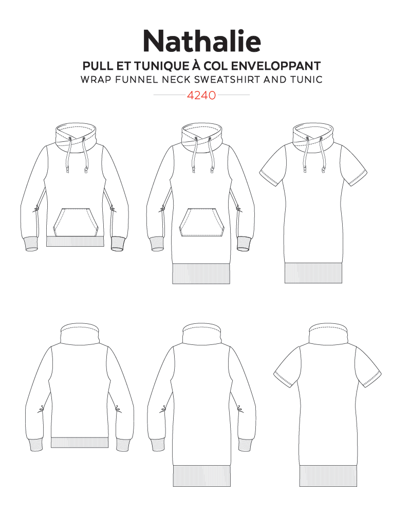 4240 // NATHALIE Wrap funnel neck sweatshirt and tunic - Jalie