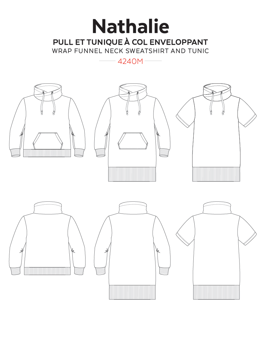 Sweatshirt Tunic Pattern Sewing Pattern Jalie 4240 // NATHALIE Wrap funnel neck sweatshirt and tunic