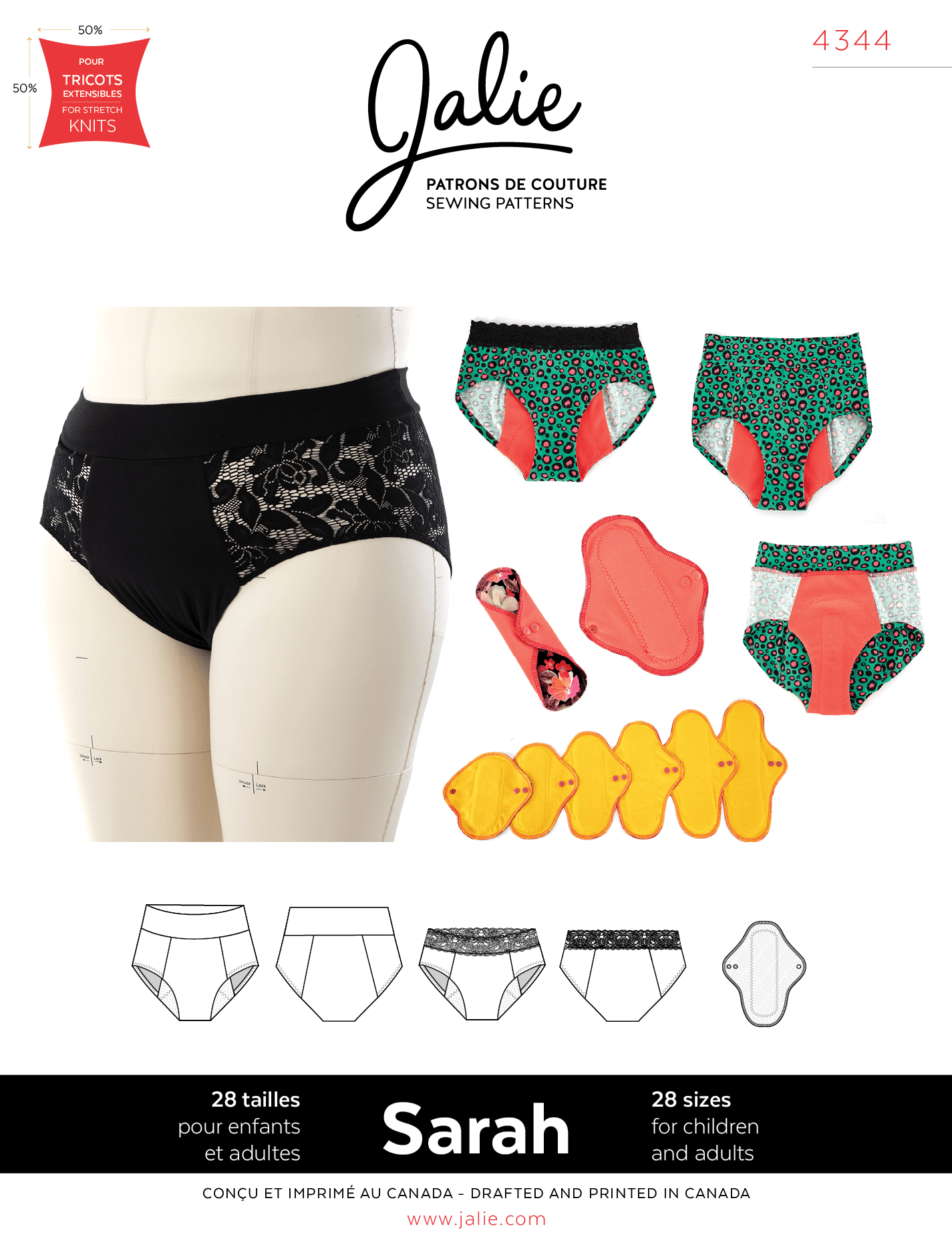Sewing Pattern Jalie 4344 // SARAH Period underwear and reusable pads